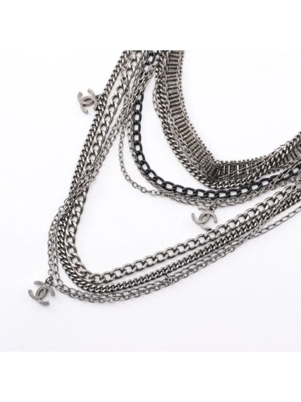 Chanel Necklace CC Logo 10 Rows Stainless Steel
